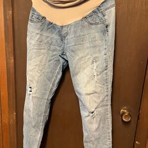 Indigo Blue Light Denim Distressed Skinny Jeans